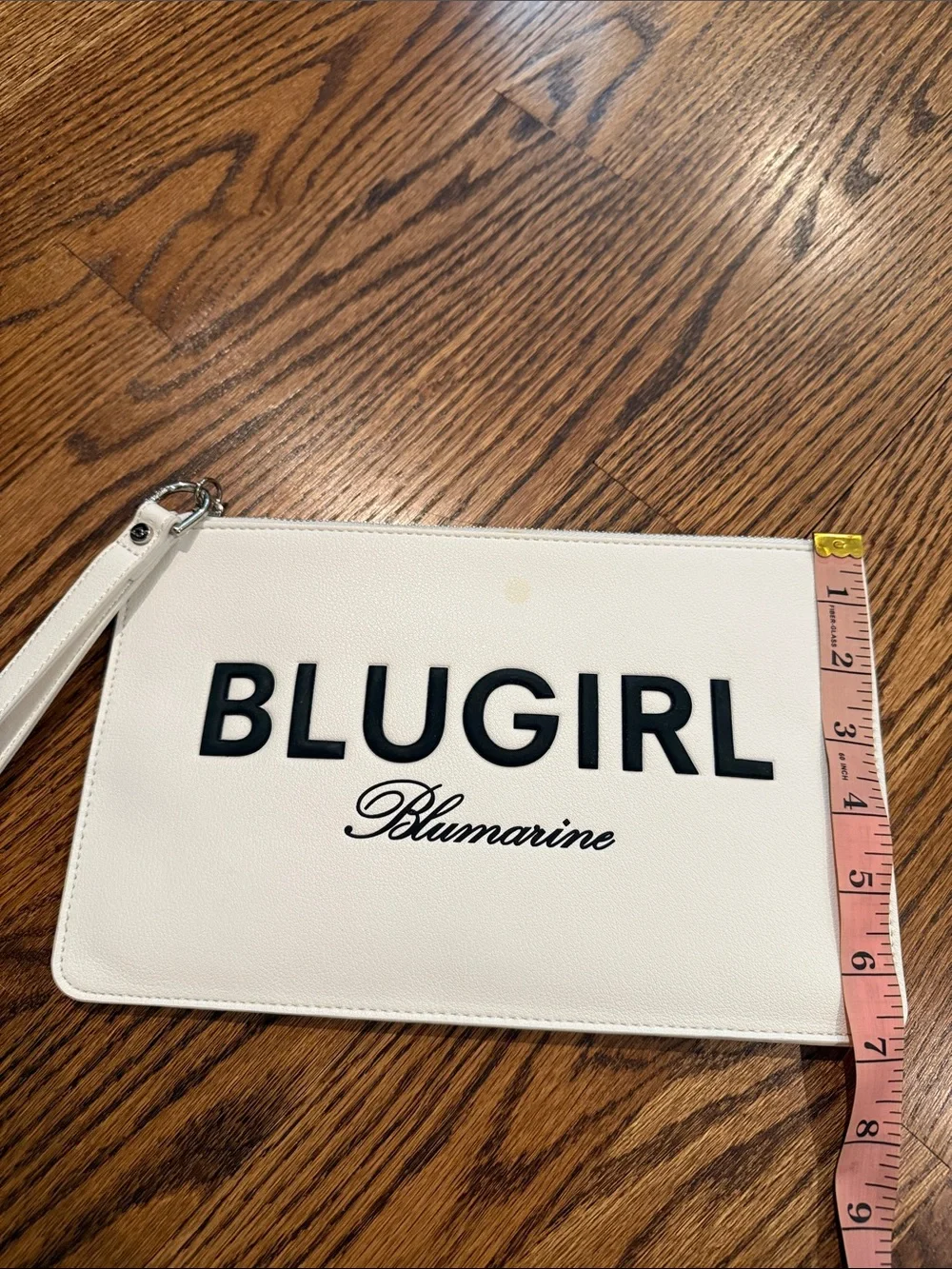 Blumarine BLUGIRL White Wristlet Clutch with Black Logo